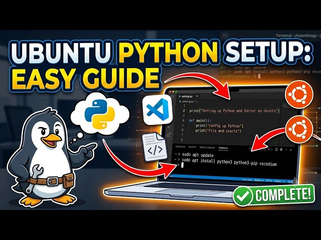 Setting up python and a simple text editor in ubuntu.
