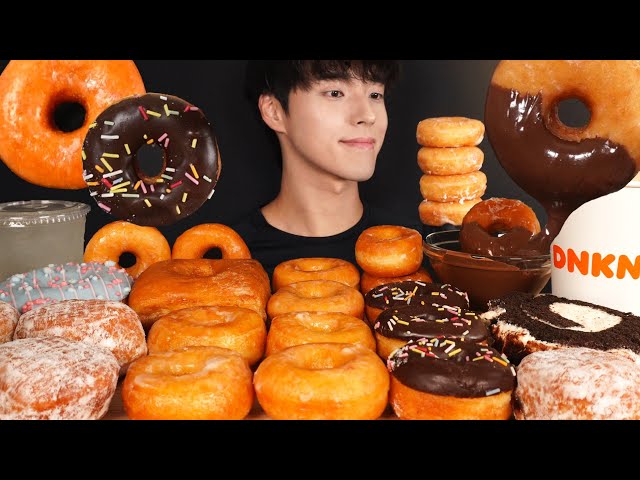ASMR MUKBANG DONUTS & COFFEE & NUTELLA CHOCOLATE & LEMONADE