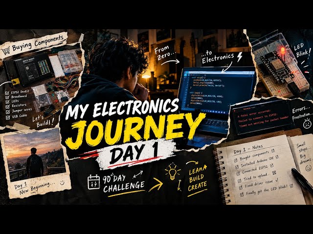 🏆 I Started Learning Electronics From ZERO! ⚡ | ESP32 Day 1 | 90 Day Challenge