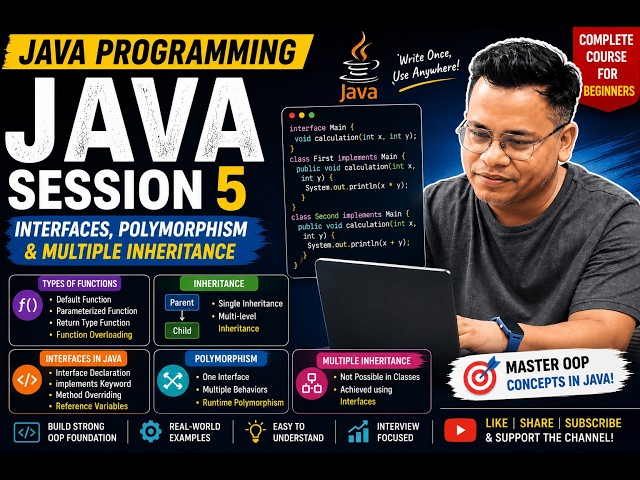 Java Programming Session 5 | Interfaces, Polymorphism & Multiple Inheritance in Java