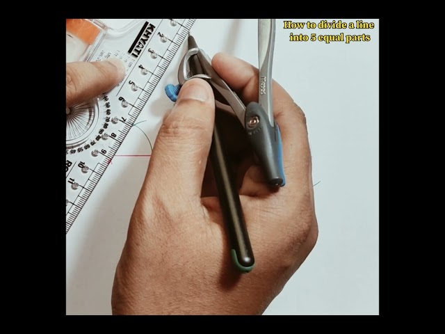 How to divide a line into 5 equal parts with compass……