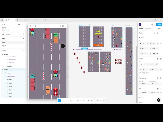 Car Racing Game UI Design using Figma