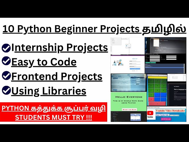Python Projects for Beginners in Tamil | Python Projects Tamil | Projects for resume for freshers