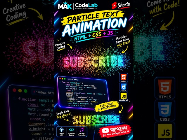 🤯 I Turned JavaScript Code into a Particle Text Animation! 🌈🔥#shorts #shortvideo #viralvideo #coding