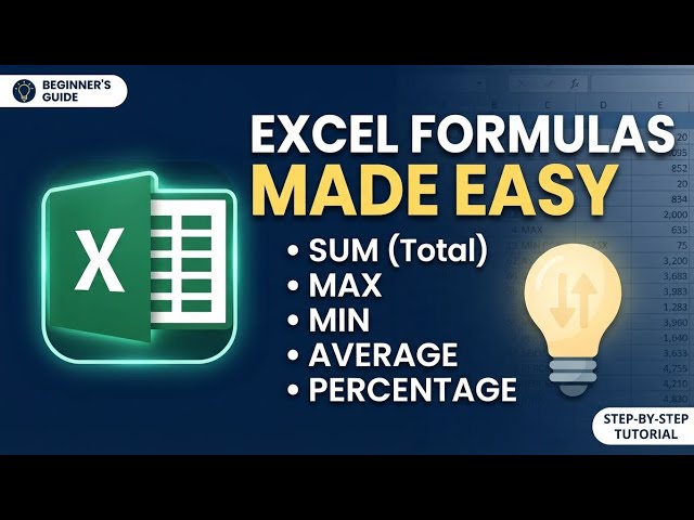 Lesson 3 || Basic MS Excel formula |  Course 2026