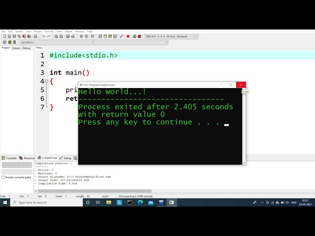 C Program to Print "Hello World" | First C Program