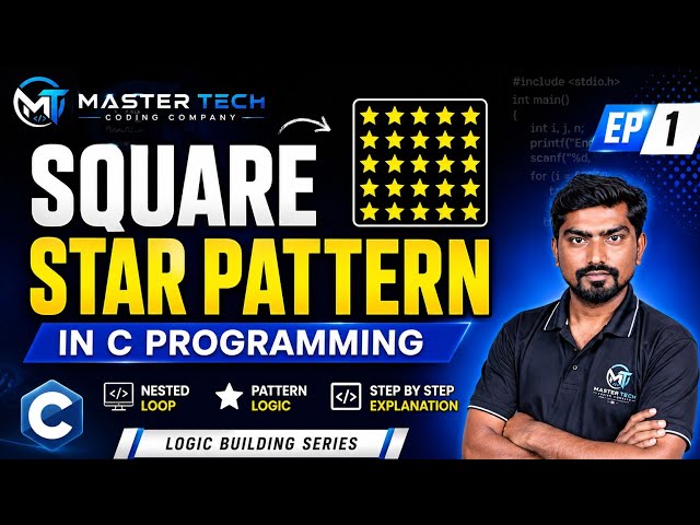 Square Star Pattern in C Programming | Print Square Pattern Using Nested Loop|