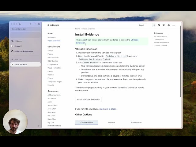 Installing Evidence using the VSCode Extension