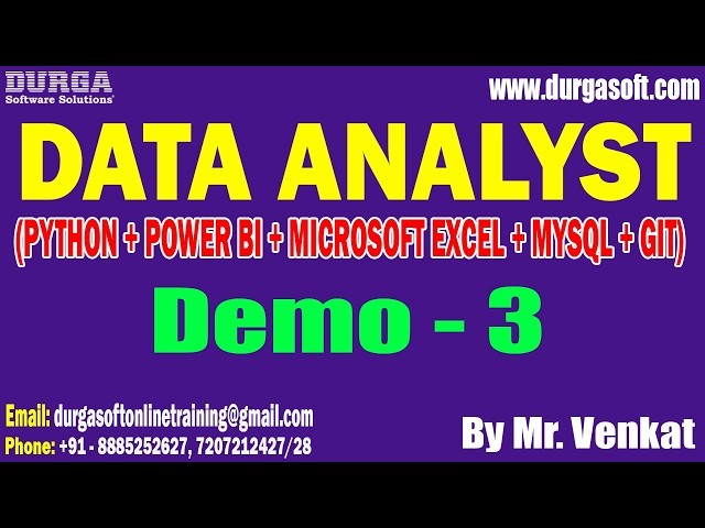 DATA ANALYST tutorials || Demo - 3 || by Mr. Venkat On 05-06-2026 @7PM (IST)