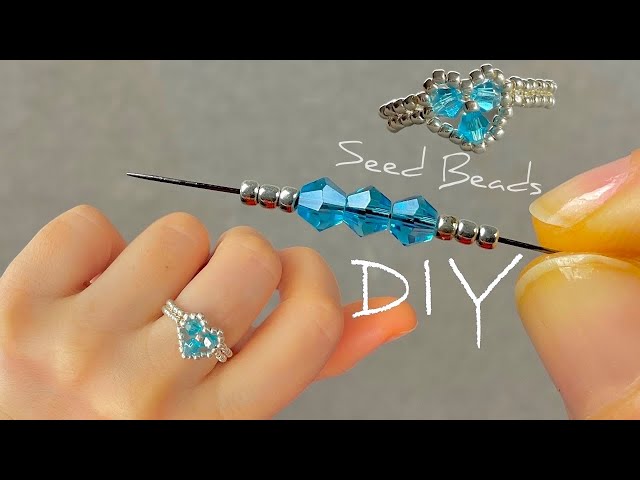 Easy Beaded Ring: Beaded Heart Ring Tutorial for Beginners | Seed Bead Ring with Crystals