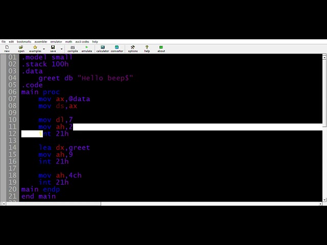 Assembly Language code for beep emulator