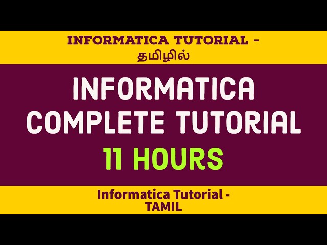 Informatica complete Tutorial  in TAMIL | Informatica training in TAMIL | Informatica in TAMIL