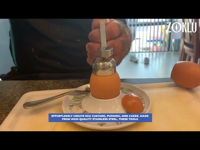 Egg Cracker Tool for Raw Eggs - Stainless Steel Egg Shell Opener Tool with Ergonomic Design
