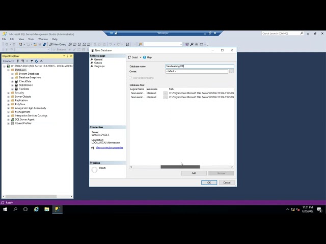SQL Server Database Create