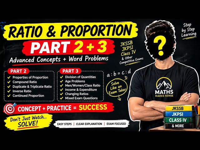 Ratio & Proportion Part 2 & 3 | Advanced Concepts + Word Problems | JKSSB | JKPSI | Class 4 Maths