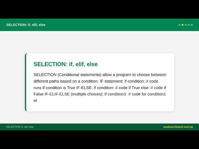 SS 1 Computer Science - Python: Control Structures (if, while, for) | Nigerian Curriculum
