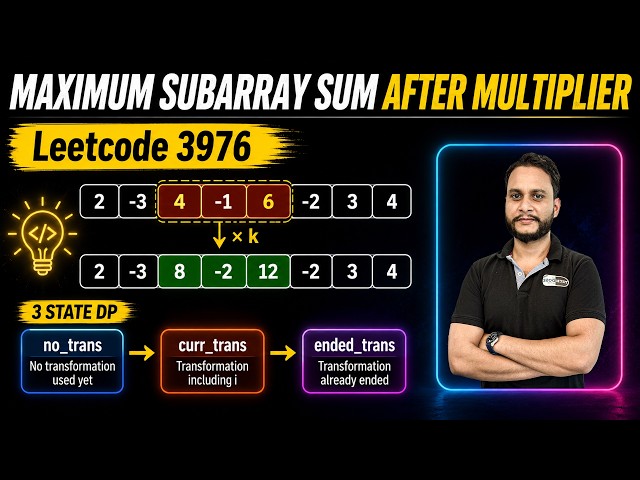 Maximum Subarray Sum After Multiplier | Leetcode 3976 | Modified Kadanes algo