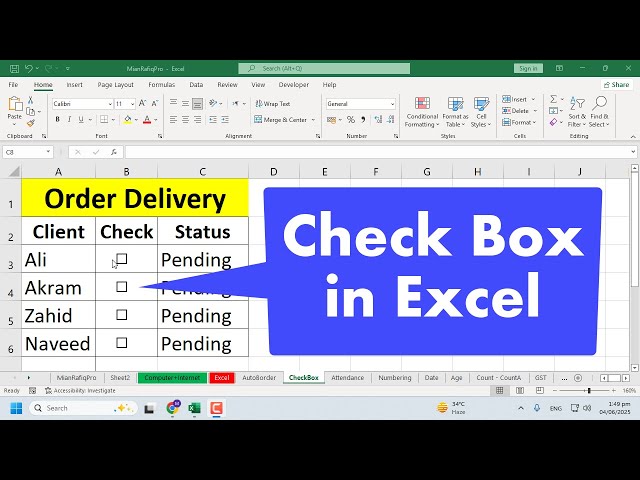 Functional Checkbox | How To Insert Check Box In Excel | Microsoft Excel Tutorial @Britainpoint323