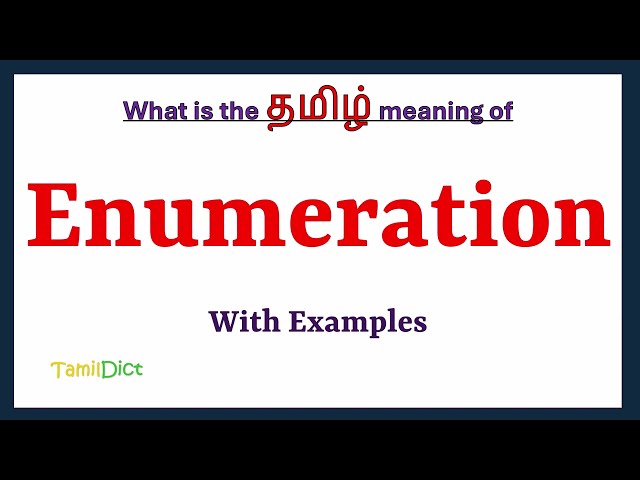 Enumeration Meaning in Tamil | Enumeration in Tamil | Enumeration in Tamil Dictionary |