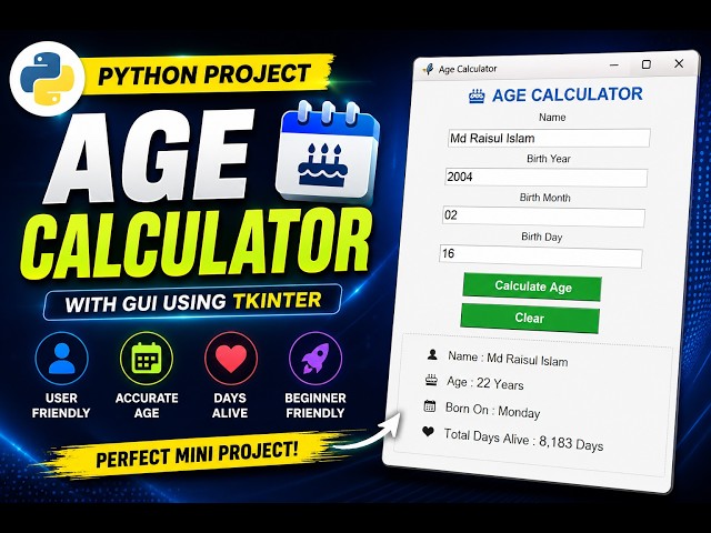 Build an Age Calculator App in Python | Tkinter GUI Project for Beginners 🐍