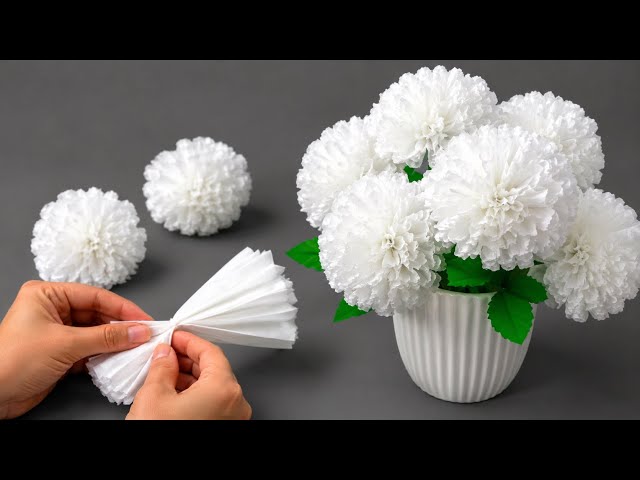 Turn Tissue Paper Into Beautiful Flowers 🪷DIY Step by Step Easy Tutorial 