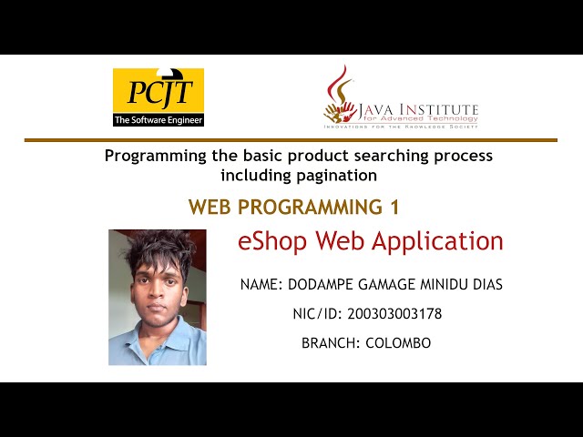 Programming the basic product searching process - eShop Web Application - Web Programming 1