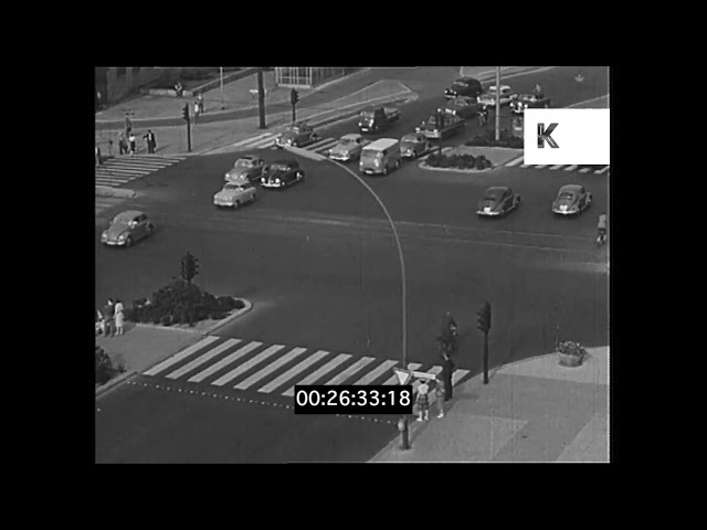 1950s Berlin, High Angle Over Junction, Volkswagen Beetles