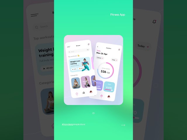 Best 8 Examples uiux Design for Mobile App - Fitness App
