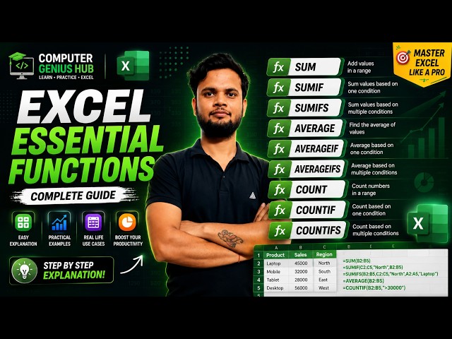 Top 9 Excel Formulas Every User Must Know | SUM, SUMIF, SUMIFS, COUNTIF, AVERAGEIF