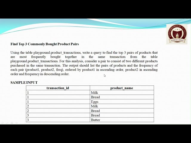 SQL Self JOIN Explained: Finding Frequently Bought Product Pairs | Advanced SQL Interview Question