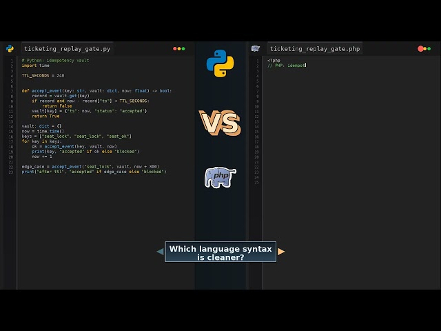 Python vs PHP Ticketing Replay Gate #retries
