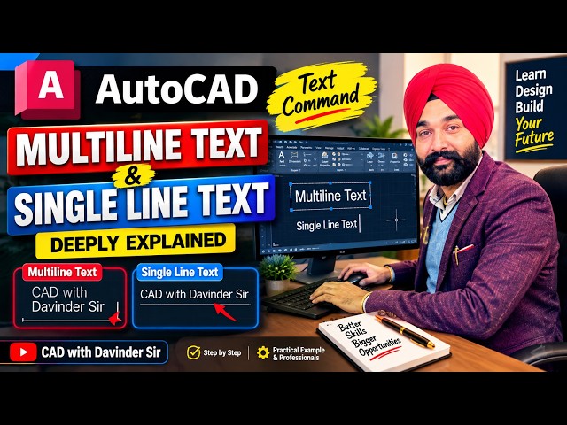 AutoCAD TEXT Command | Multiline Text & Single Line Text Explained| Complete Tutorial #autocad #cad
