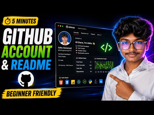 GitHub Account & README ఎలా Create చేయాలి? 🔥 | 5 Minutes లో GitHub Profile Setup | Telugu