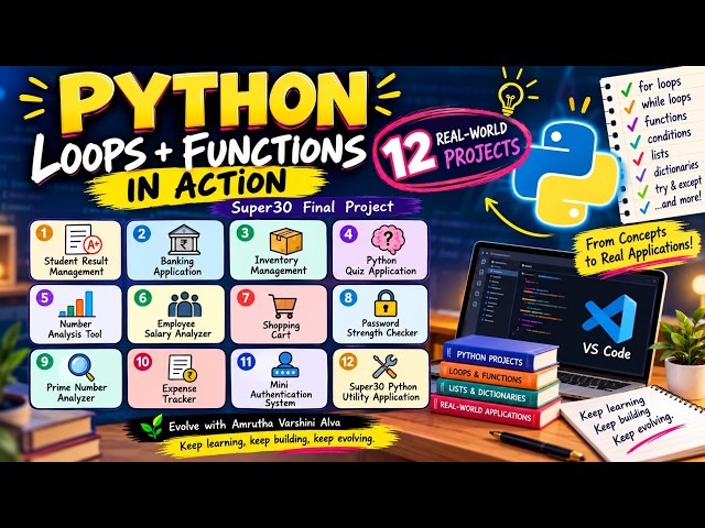 Python Loops + Functions in Action 🚀 | 12 Real-World Projects