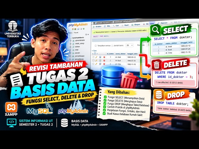 REVISI TUGAS 2 BASIS DATA | Fungsi SELECT, DELETE & DROP | Sistem Informasi UT