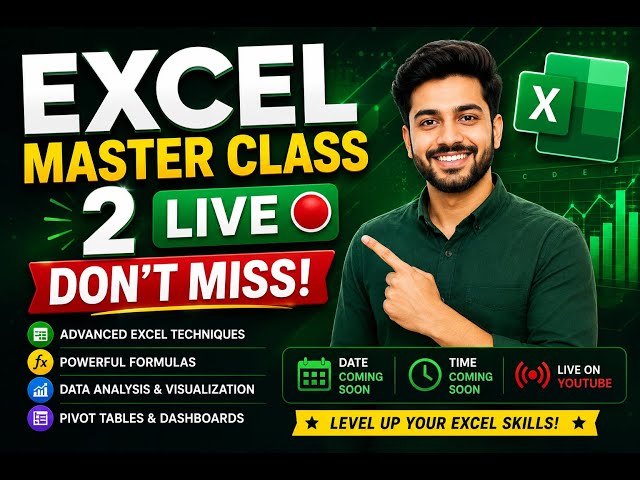 Excel Master Class Part 2 🔴 LIVE | Advanced Excel Tricks | Don’t Miss!