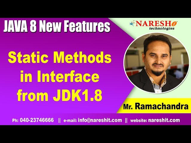 Java 8 Features Tutorials | Static Methods in Interface from JDK1.8 | by Mr.Ramachandra