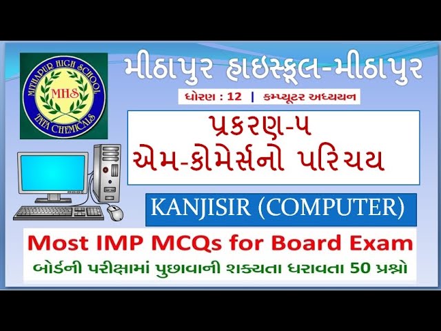 STD 12 Computer Chap 5 Most IMP MCQ