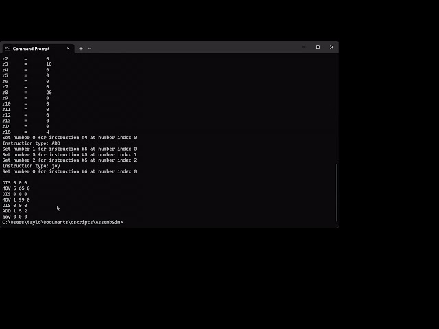 Assembly Code Simulator - C Programming Part 2 - Instruction Execution