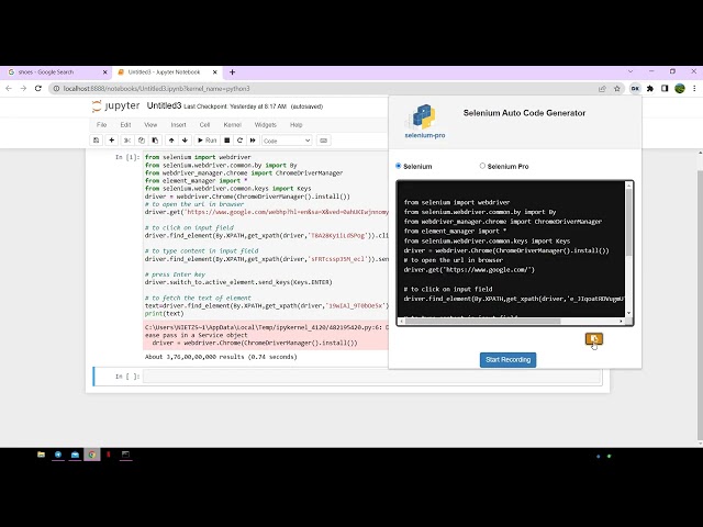 Selenium Auto Code Generator -Python Chrome Extension