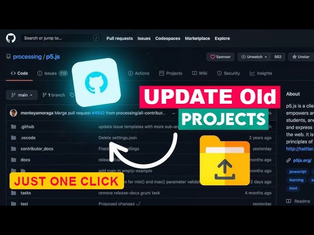 UPDATE Old GitHub Project in 1 Click || Easy Method || 1 Click || @AdeebTechLab