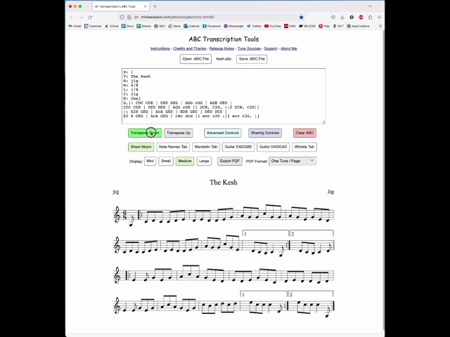 ABC Transcription Tool - New improved transpose functionality!