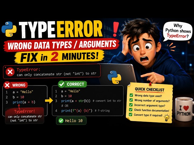 How to Fix TypeError in Python | Type Casting & Data Types Explained 💻