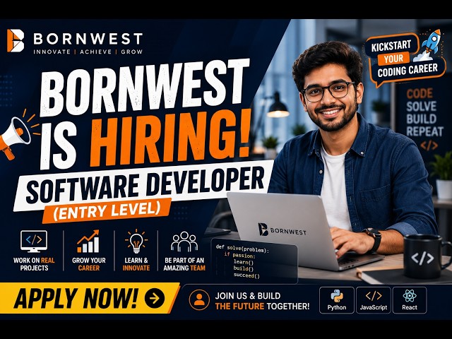 Bornwest is hiring for software developer(Entry level)#BornwestHiring #softwaredeveloper  #freshers