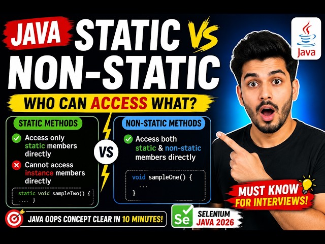 287. non-static methods can access static & non-static stuff directly in Java (Selenium Java 2026)