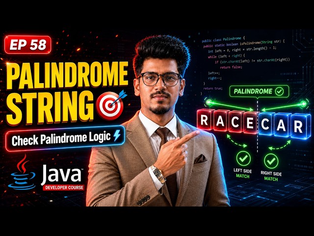 Palindrome Program in Java 🔥 Check Palindrome String (2 Best Methods) #58