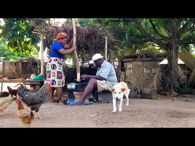 Traditional Grasscutter Soup & Hand-Pounded Fufu | Village Kitchen Magic 🍲