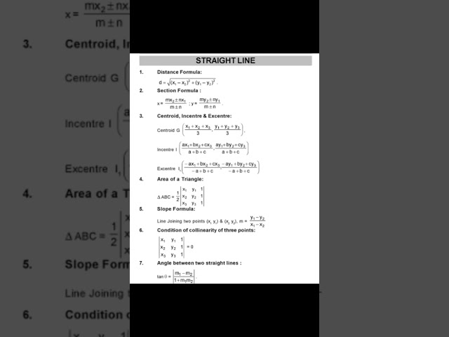 Straight line //basic formula #mathclub #formulas #shorts