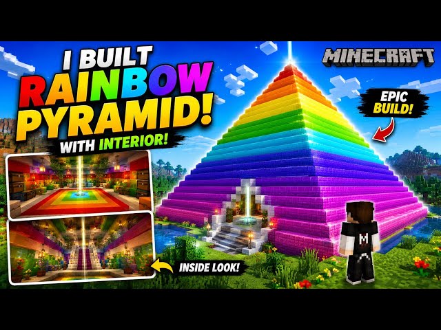 I Built a HUGE RAINBOW PYRAMID 🌈🔥 With INSANE Interior! | Minecraft